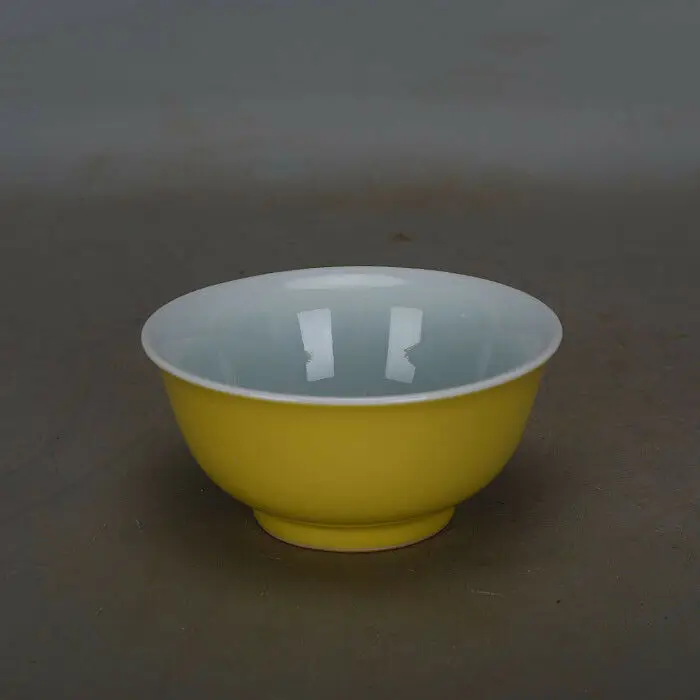 

Chinese Jingdezhen Porcelain Yellow Glaze Bowl 4.4 inch