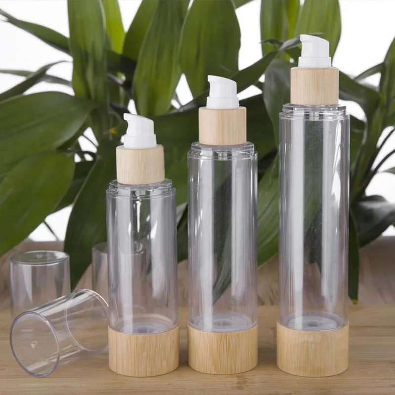 20ml/30ml/50/100ml /120ml Bamboo Vacuum Lotion Bottle Pump Portable Travel  Refillable Empty Cosmetic Makeup Emulsion Container