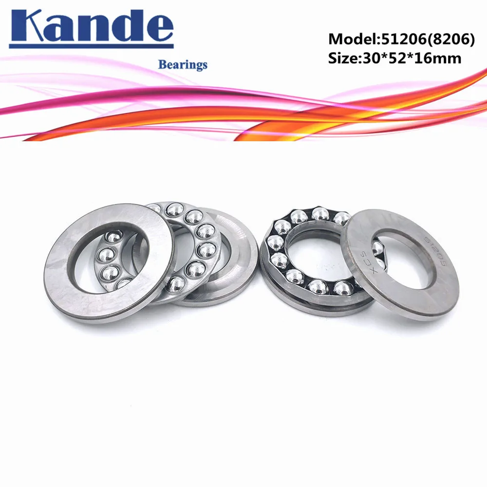 

Kande 51206 8206 30x52x16 bearing 2pcs Flat Thrust Ball Bearing Axial thrust bearing 51206