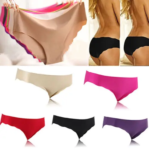 3 Pcs/set  Solid Ladies Women Seamless Panties Ice Silk Underwear G String Panties Sexy Underwear Panties Comfortable Breathable