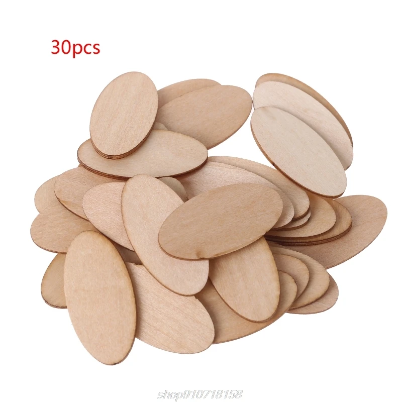 10/20/30pcs Oval Wooden Slices Chips Unfinished Cutout Name Tags DIY Scrapbooking Arts Crafts Projects D25 20 Dropshipping