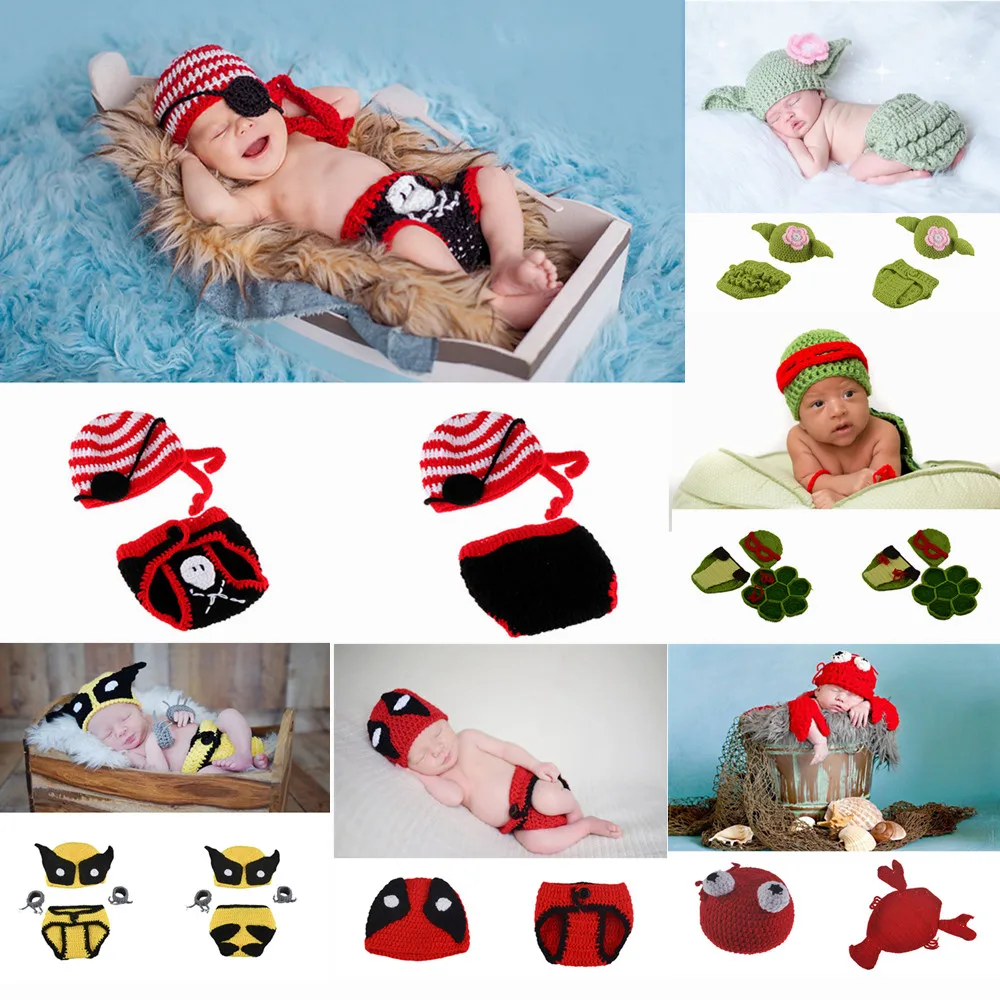 Crochet Knit Newborn Baby Costume Girls Boys Photography Props Accessories Infant Handmade Clothes Toddler Coming Home Outfits