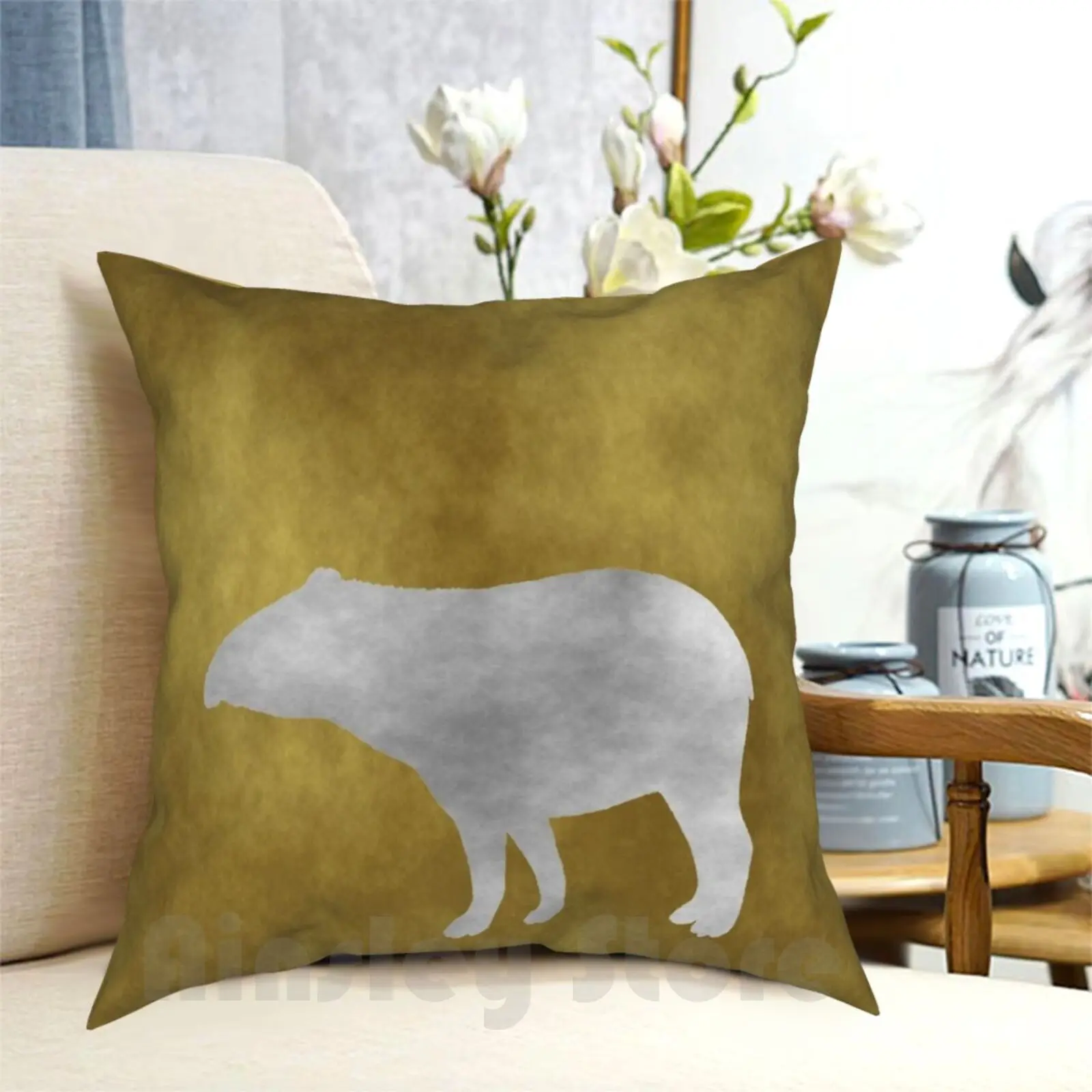 Tapir Pillow Case Printed Home Soft DIY Pillow cover Gold Golden Tapir Tapirs Tapir Art Tapir Painting Tapir Picture Tapir