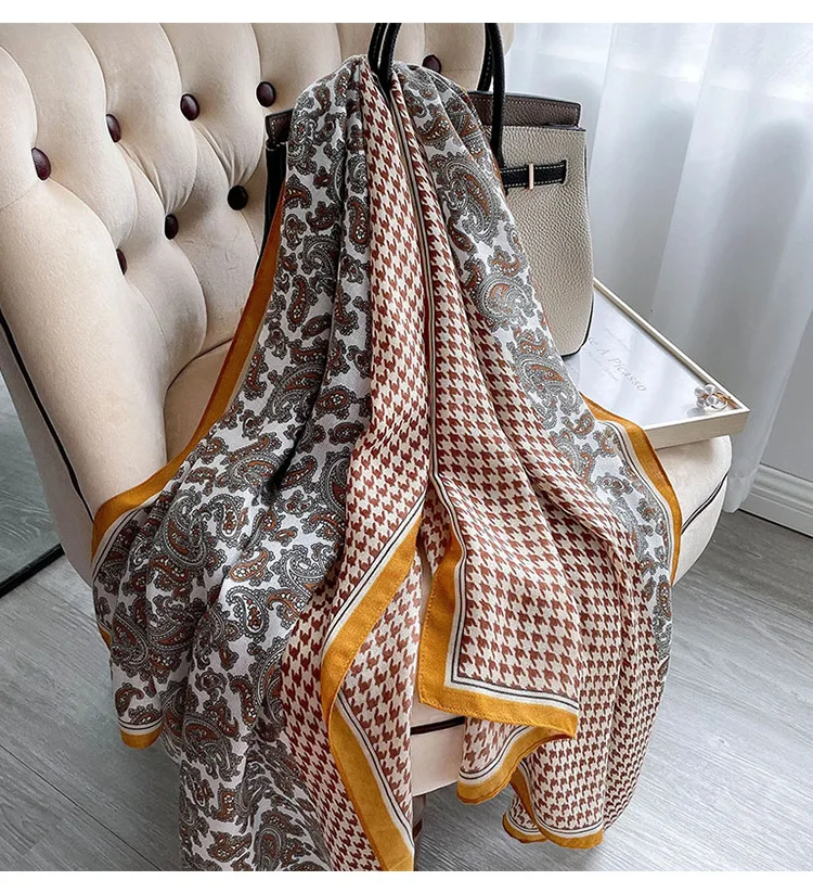 

KOI LEAPING new Retro woman fashion Houndstooth printing long scarf Party shawl headscarf hot popular beach Sun protectiongift