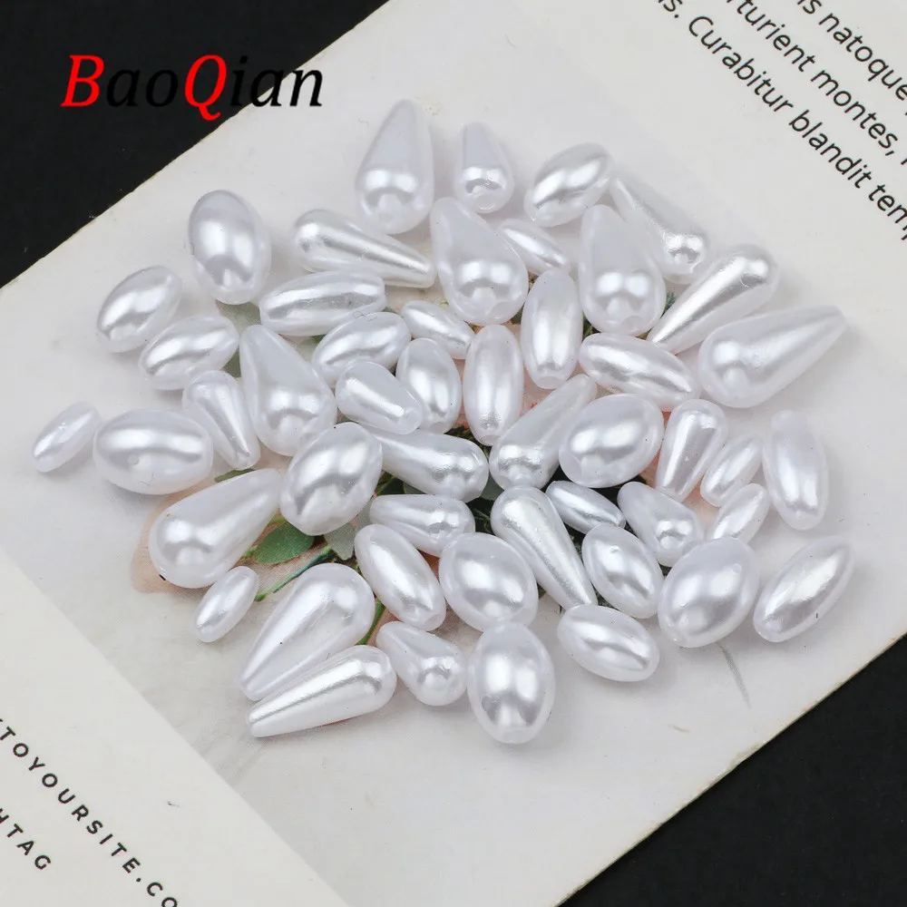 White Drop Shape Oval Imitation Pearls For Jewelry Making Diy Charm Necklace Bracelet Loose Spacer Beads Accessories