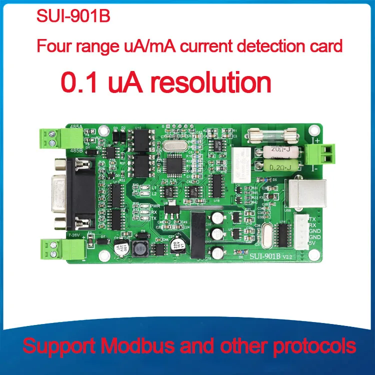 SUI-901B Microampere Ammeter UA Current Detection Card Serial Port Communication Positive and Negative Current Card 500uA-500mA