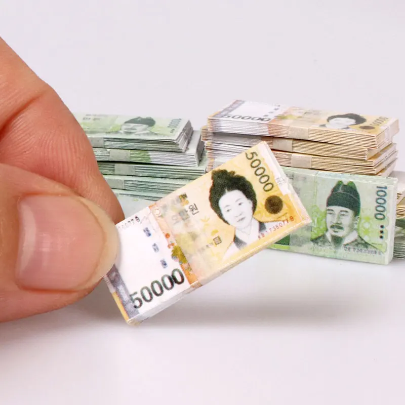 10 pakiet Mini dolary koreański wygrał banknoty Model miniaturowe przedmioty pieniężne dla domu Barbie 1/6 domek dla lalek Ob11 akcesoria dla lalek zabawka