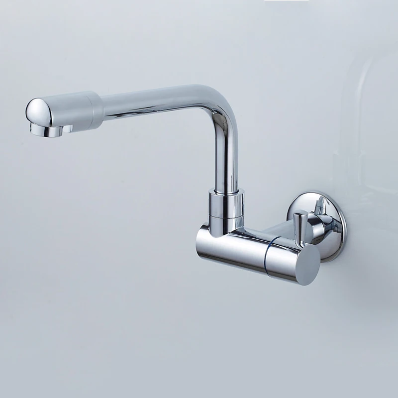 Economic Brass Wall Mounted Mop Pool Faucet Chrome Single Hole Washing Machine and Kitchen Sink Cold Water Taps 1220C