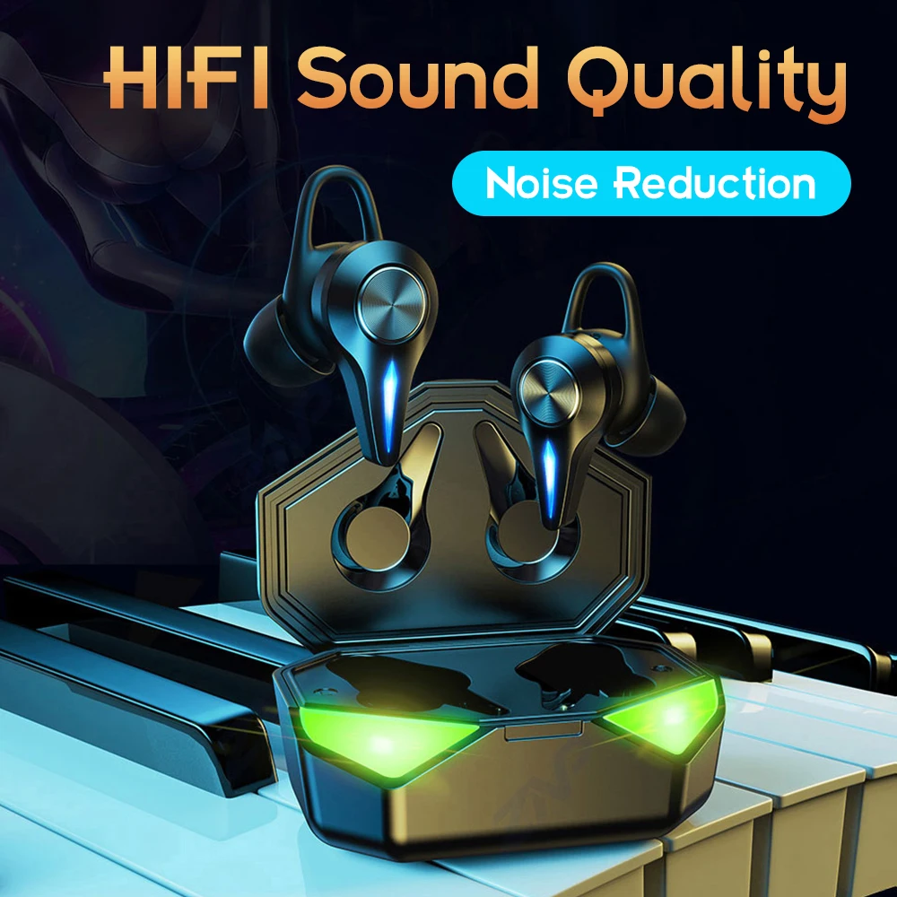 سماعات أذن TWS للألعاب سماعة لاسلكية تعمل بالبلوتوث 5.0 سماعات أذن رياضية ذكية CVC إلغاء الضوضاء سماعات رأس للألعاب مع ميكروفون