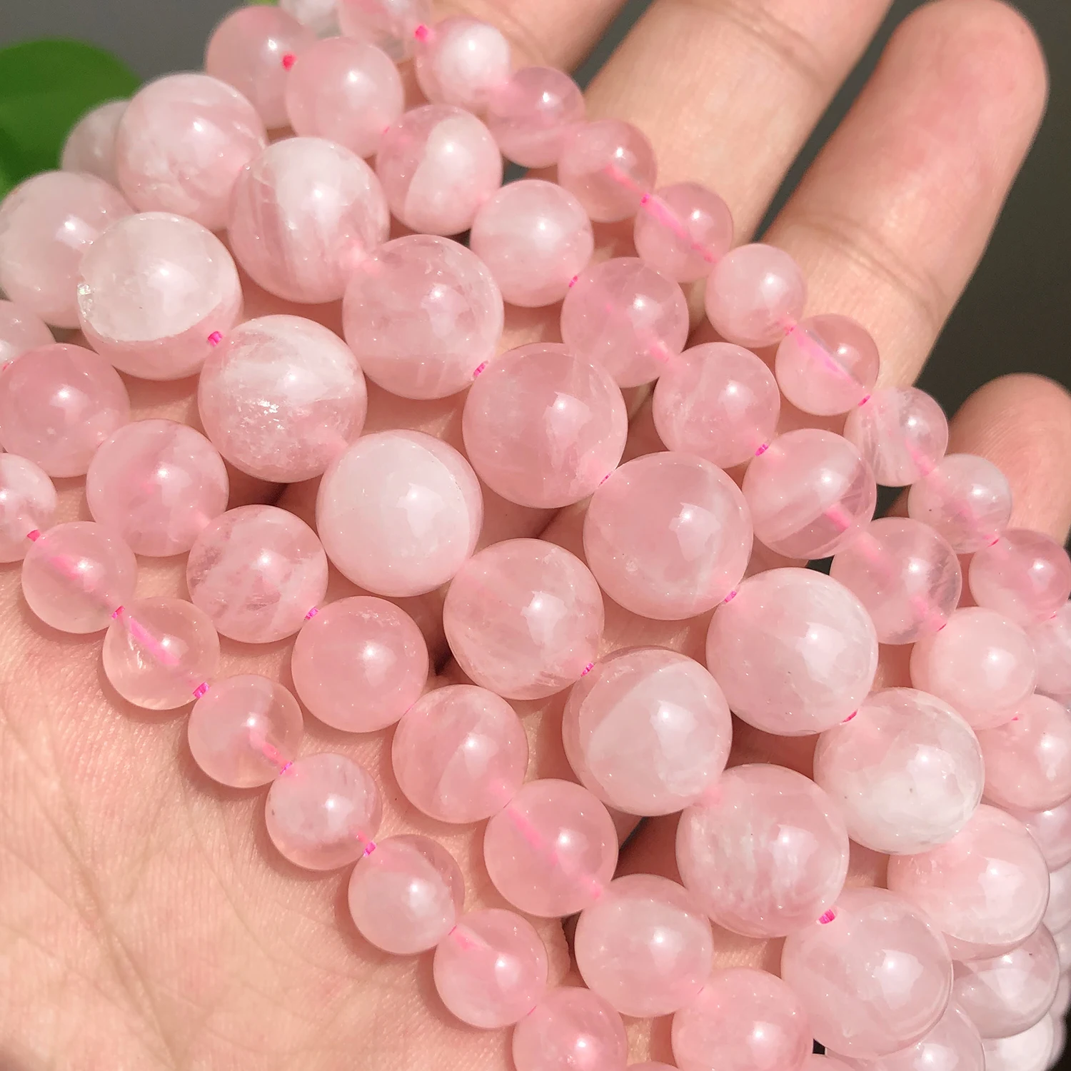 Natural Rose Quartz Beads Matte Pink Crystal Heart Faceted Round Loose Stone Beads for Jewelry Making DIY  Handmade Bracelet