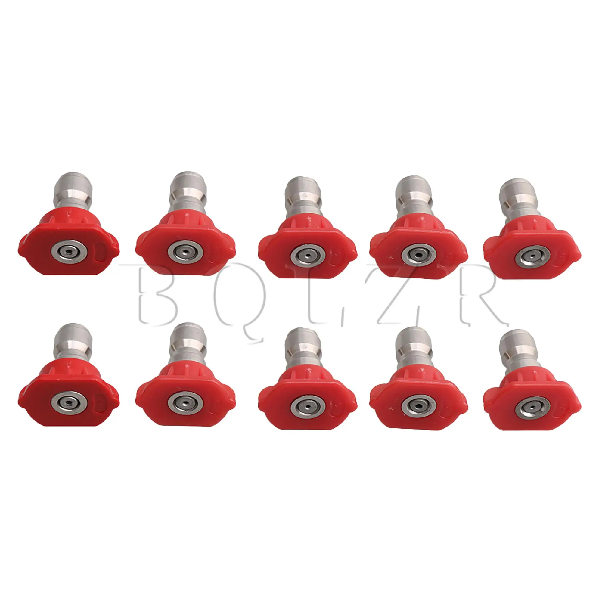 BQLZR 10pcs Stainless Steel 0 Degree Spray Nozzle Tip 1.0 1.2 1.4 1.6mm Red