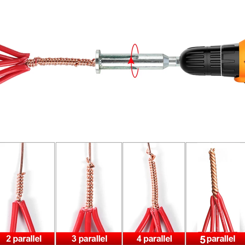 Herramienta de alambre de torsión eléctrica 2 ~ 4 orificios electricista Universal automático de pelado de alambre trenzado doble conector de la máquina