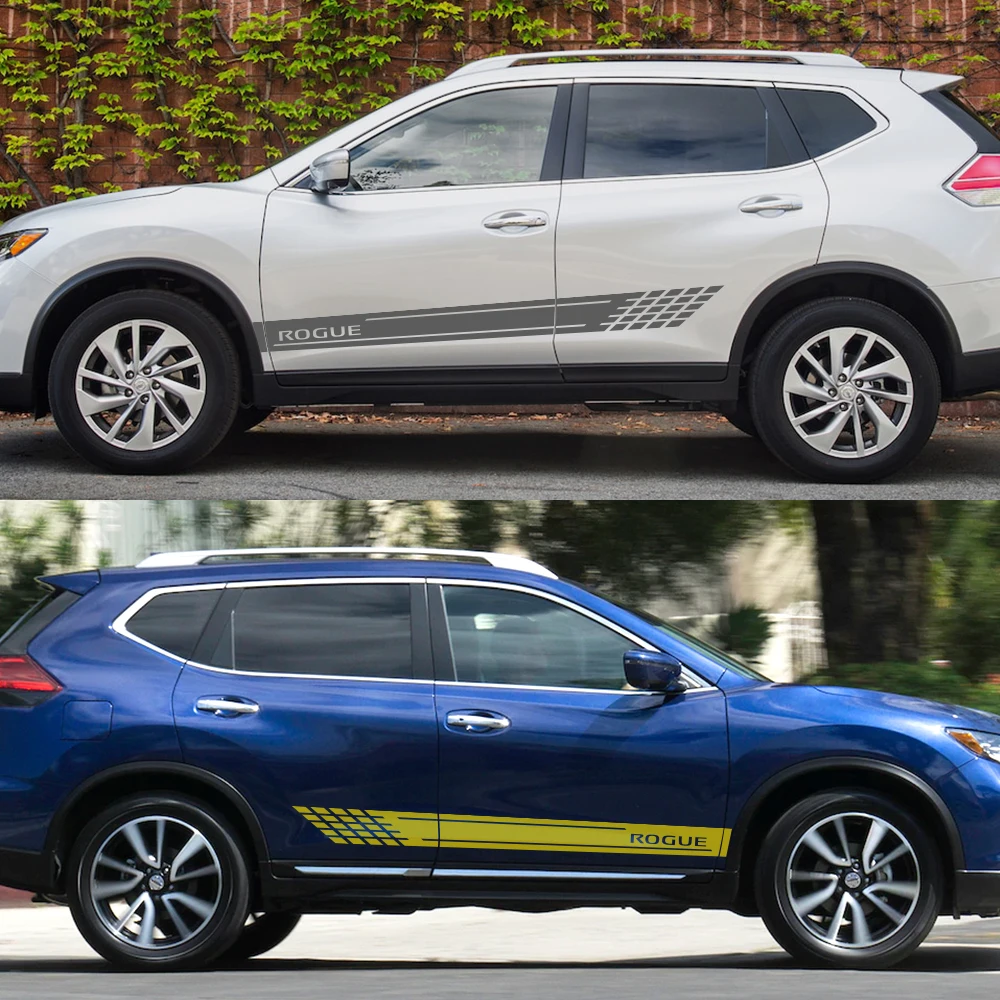 2 قطعة باب السيارة البلاستيكية ملصقات لنيسان روج T32 T33 S35 SV الرسومات سباق الرياضة ضبط اكسسوارات الفينيل فيلم السيارات الجانبية الشارات