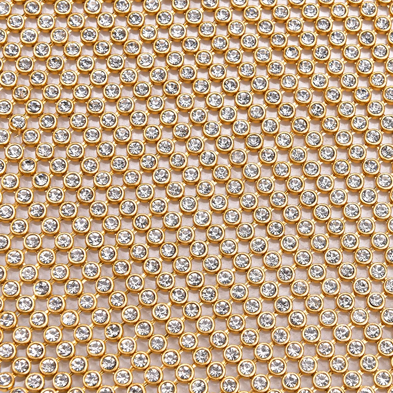 45X120Cm/Roll Rhinestone Crystal Sheet AB Color Gold Trim Aluminum Mesh Glass Strass Banding Bridal Applique Clothes Bag Crafts