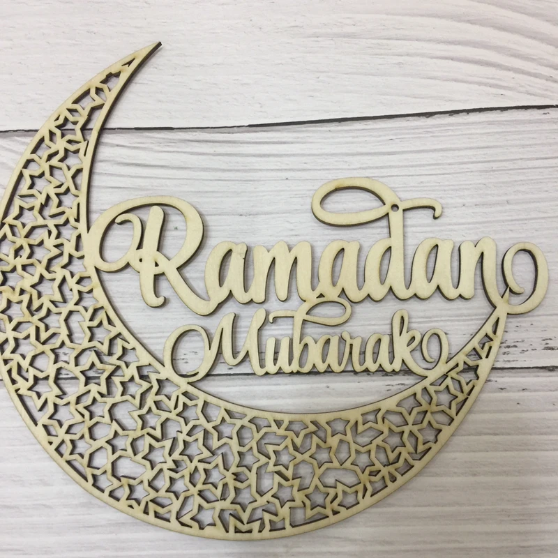 3pcs wood cut out moon ramadan mubarak ramadan products decoration 20*18cm