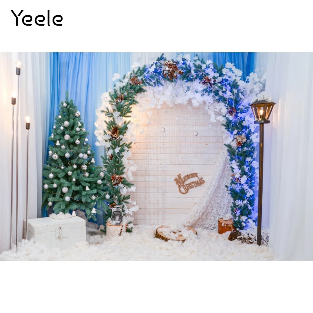 Yeele 크리스마스 배경 아기 사진 겨울 꽃 아치 블루 웨딩 배경 실내 Photocall 사진 스튜디오 Photophone