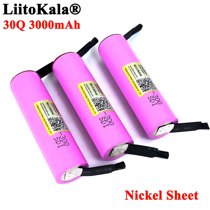 Liitokala novo 30q 18650 3000mah bateria recarregável inr1865030q 3.6v descarga 20a max 35a baterias de energia diy folha de níquel