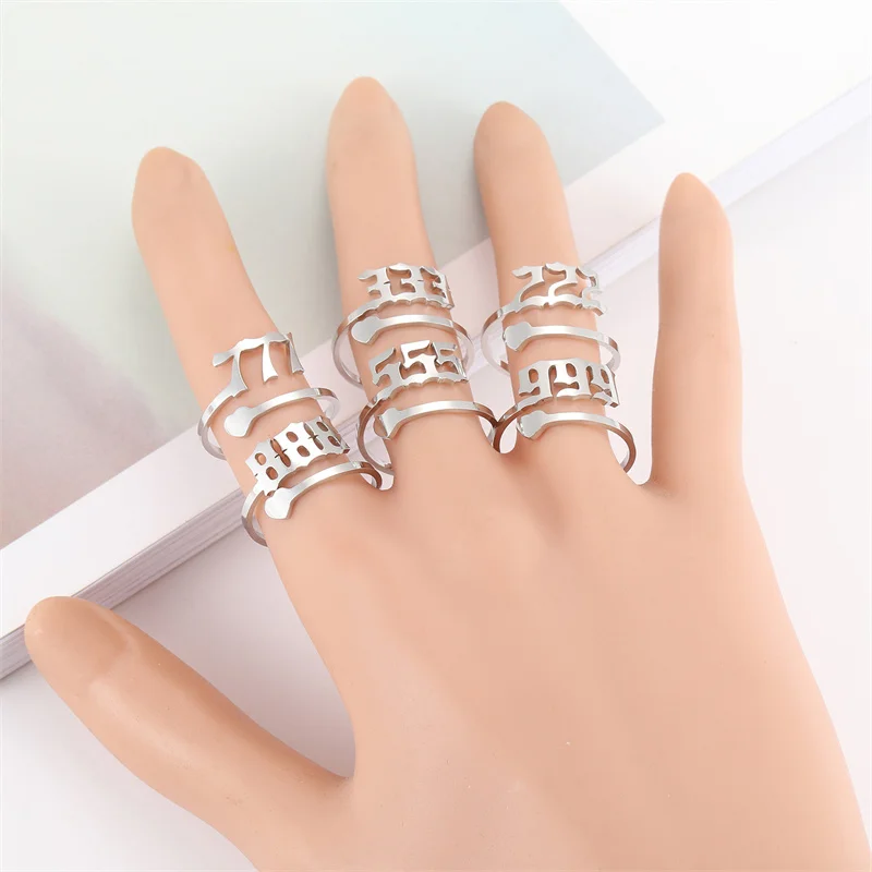 Angel/Lucky Number Ring With Love Adjustable Rings For Women Personalise Stainless Steel Jewelry Women's Ring Gift Wholesale