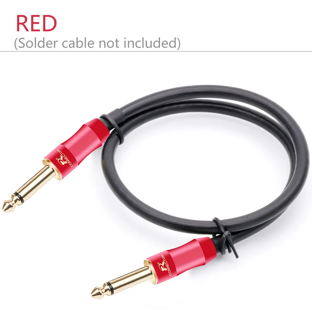 1pc 6.35mm Jack Mono Sophomore Core Connector Plug 6.3mm Connector Amplifier Microphone Gold Plated Red+Blue Color R Connector