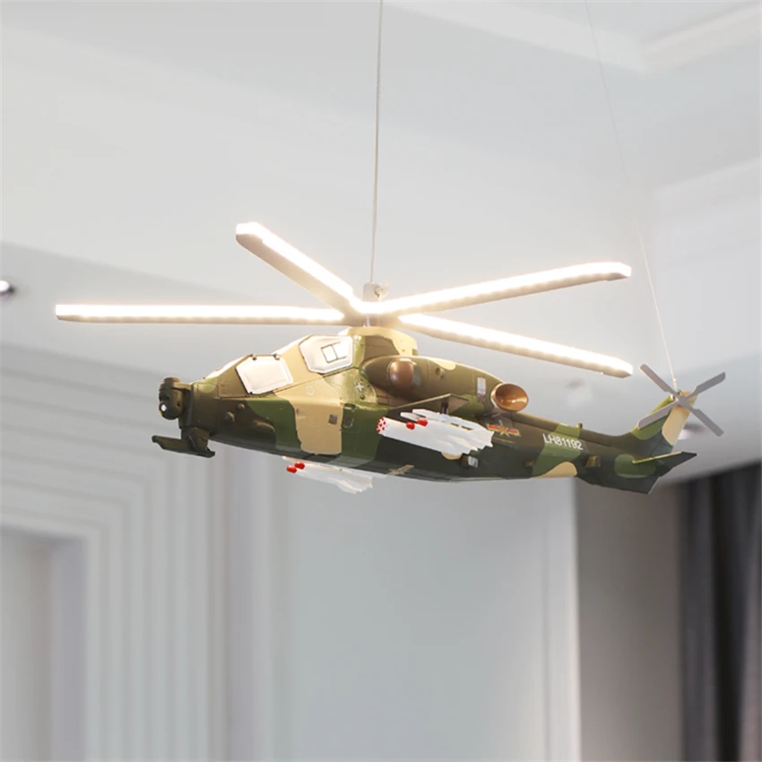 

2021 Remote Control Helicopter Ceiling Lamps Modern Children's Room Boy Room Lighting Decor Furniture LED Green Ceiling Lights