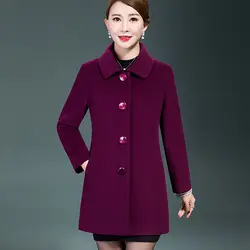 2024 New Fashion Women Jacket Woolen Cloth Autumn Winter Middle-aged Slim Overcoat Female Mid Long Overcoat Ladies Coats