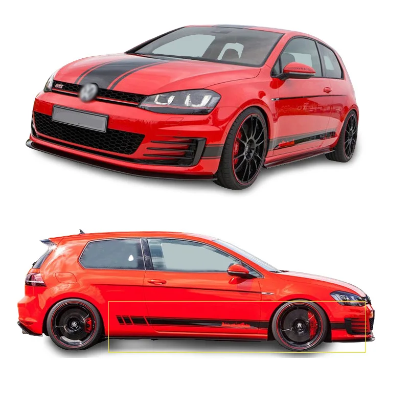 

Sport Racing Body Side Waist Line Roof Hood Stripe Stickers Decal Wrap Vinyl Film Overlay for VW Golf 7 MK 7 Polo