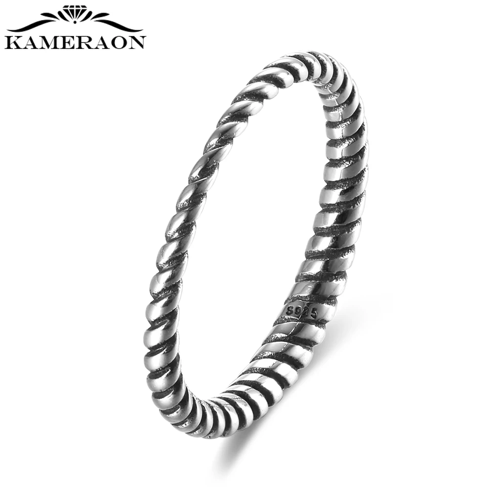 Kameraon 2021 New 925 Sterling Silver Retro Irregular Twist Rings for Women Men Birthday Wedding Party Punk Style Jewelry Gifts