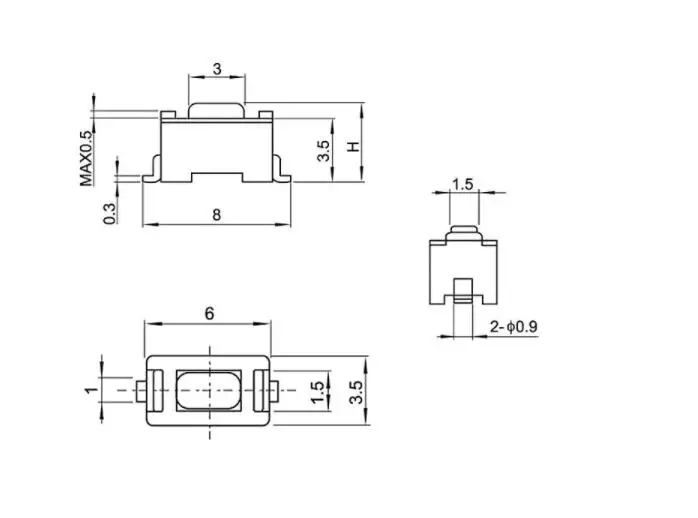 2Pin SMD Typ 3X6X5MM Tactile Tact Push Button Micro Schalter Momentary 3*6*5mm schalter