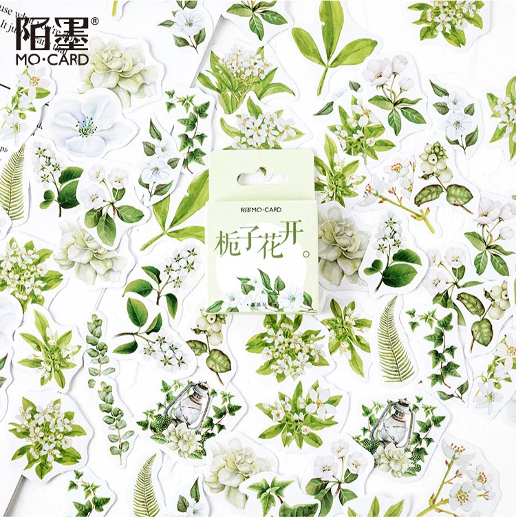 46pcs Gardenia Flower Mini Paper Sticker Decoration Diy Ablum Diary Scrapbooking Label Sticker Kawaii Stationery