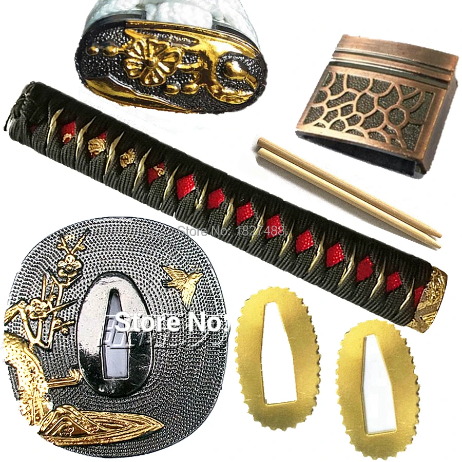 Good Quality Kirsite Hand Guard For Katana/Wakizashi/Tanto DIY Fittings Set Handle+Tsuba+Menuki+Fuchi+Kashira+Habaki+Seppa