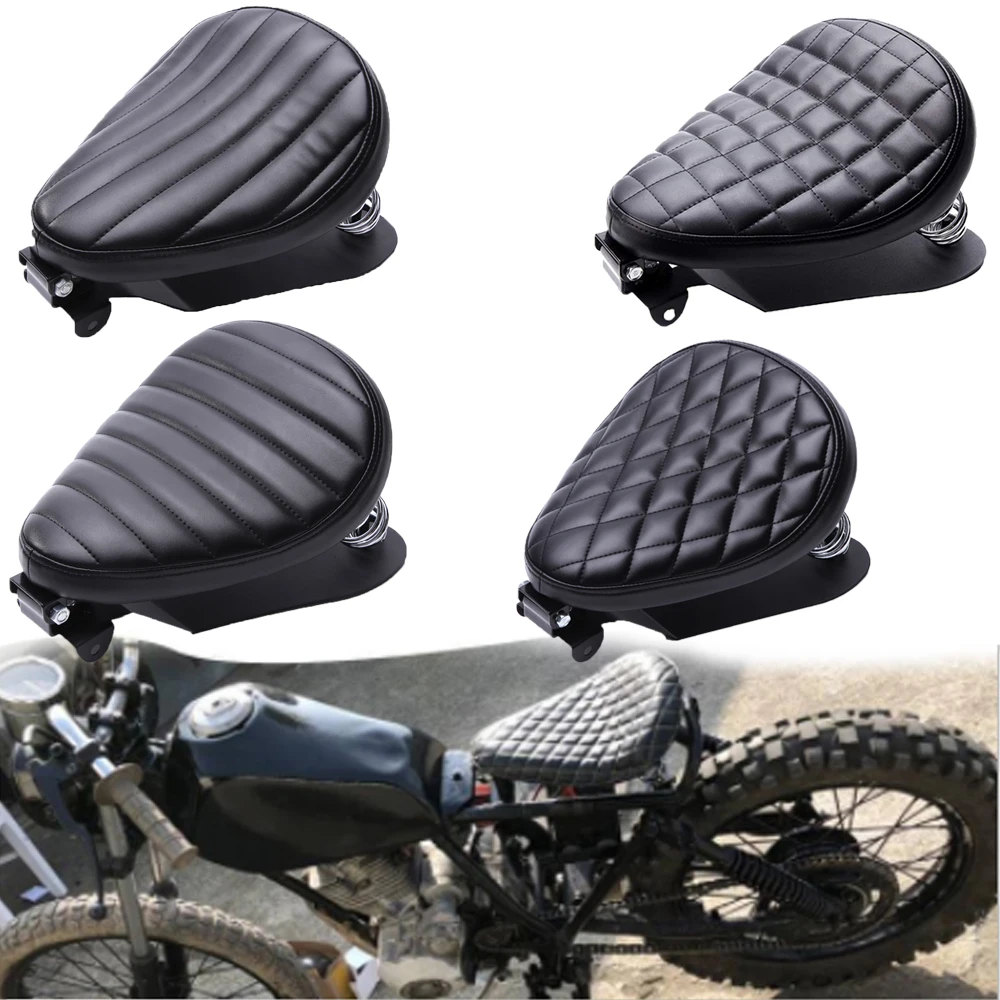 

1 SET Motorcycle Retro Leather Solo Seat+3" Spring Bracket for Harley Honda Yamaha Kawasaki Custom Chopper Sportster Bobber