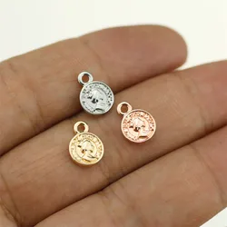 20pcs 10mm Dangling Coin Zinc alloy Jewelry DIY Charms Pendant Necklace,Eearrings,Bracelets 3 Colors