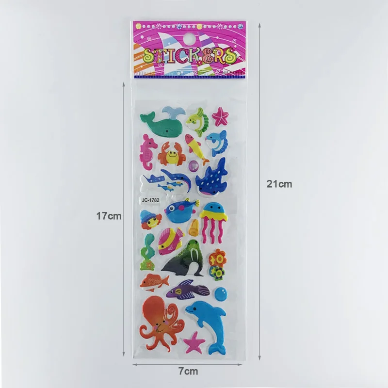 8 Sheets/Pack Marine Life Sticker Cute Cartoon Sea Fish 3D Puffy Foam Stickers for Kids DIY Toy Scrapbook Laptop Decora