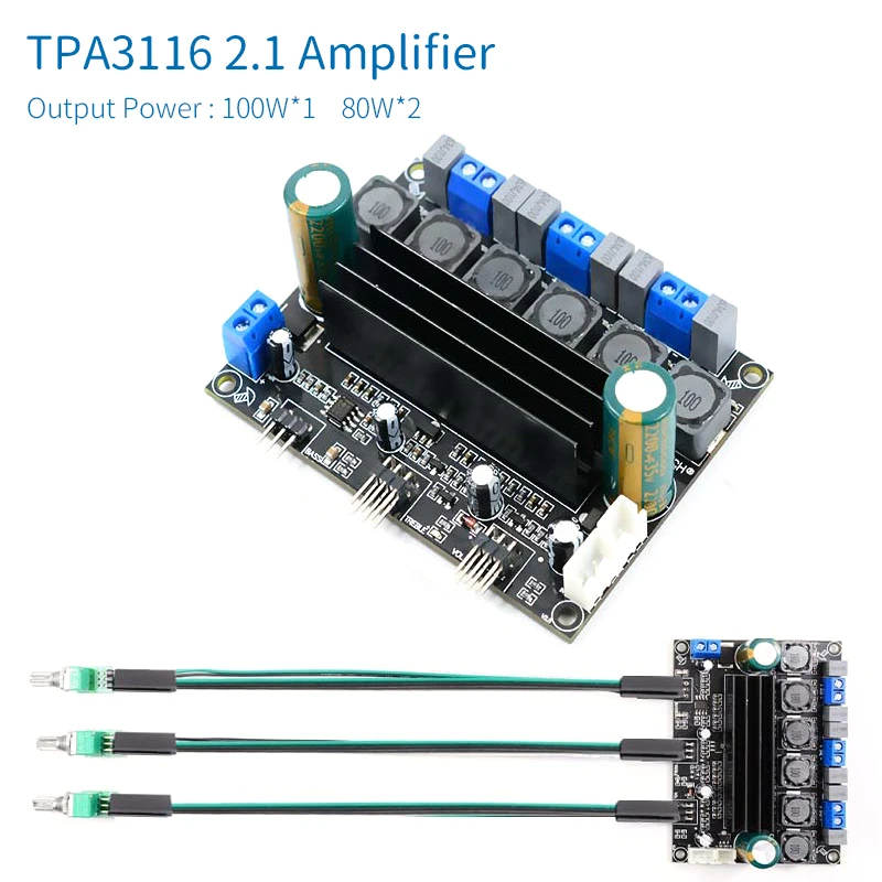 UNISIAN TPA3116 2.1 Channle Amplifier board 2x80W+100W High-Power TPA3116 three channels Amplifier Extension potentiometer Cable