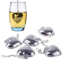 Heart Shaped Tea Infuser Spoon Strainer Stainless Steel Steeper Handle Shower