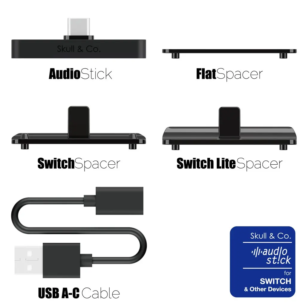 الجمجمة & Co. AudioStick بلوتوث 5.0 متوافق لاسلكي جهاز إرسال سمعي APTX LL محول ل PS5 PS4 نينتندو سويتش