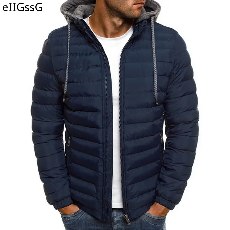 2021 Winter New Hooded Cotton Jacket Thicken Jacket Men's Warm Lightweight Windbreaker Jacket Casual New Men's Windproof Jacket