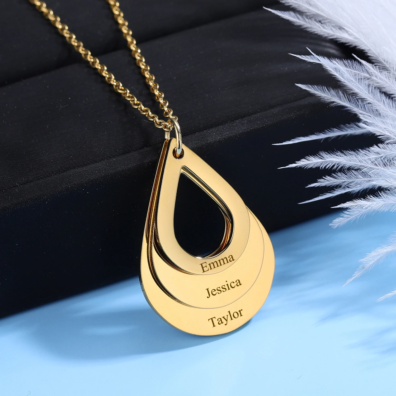 MYDIY Three Circle Name Necklace Personalized Customized Stainless Steel Family Necklace For Mom Charm Jewelry Mother Day Gifts