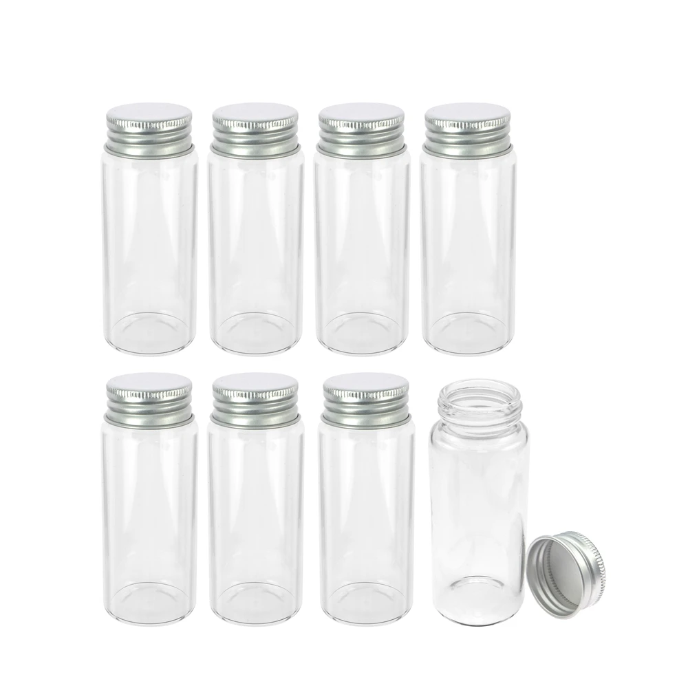 Silver Aluminum Lid Small Glass Bottle 70ml Hyaline Water Container 24Pcs Reusable Split Wishing Vials Food Pot Strong Sealing