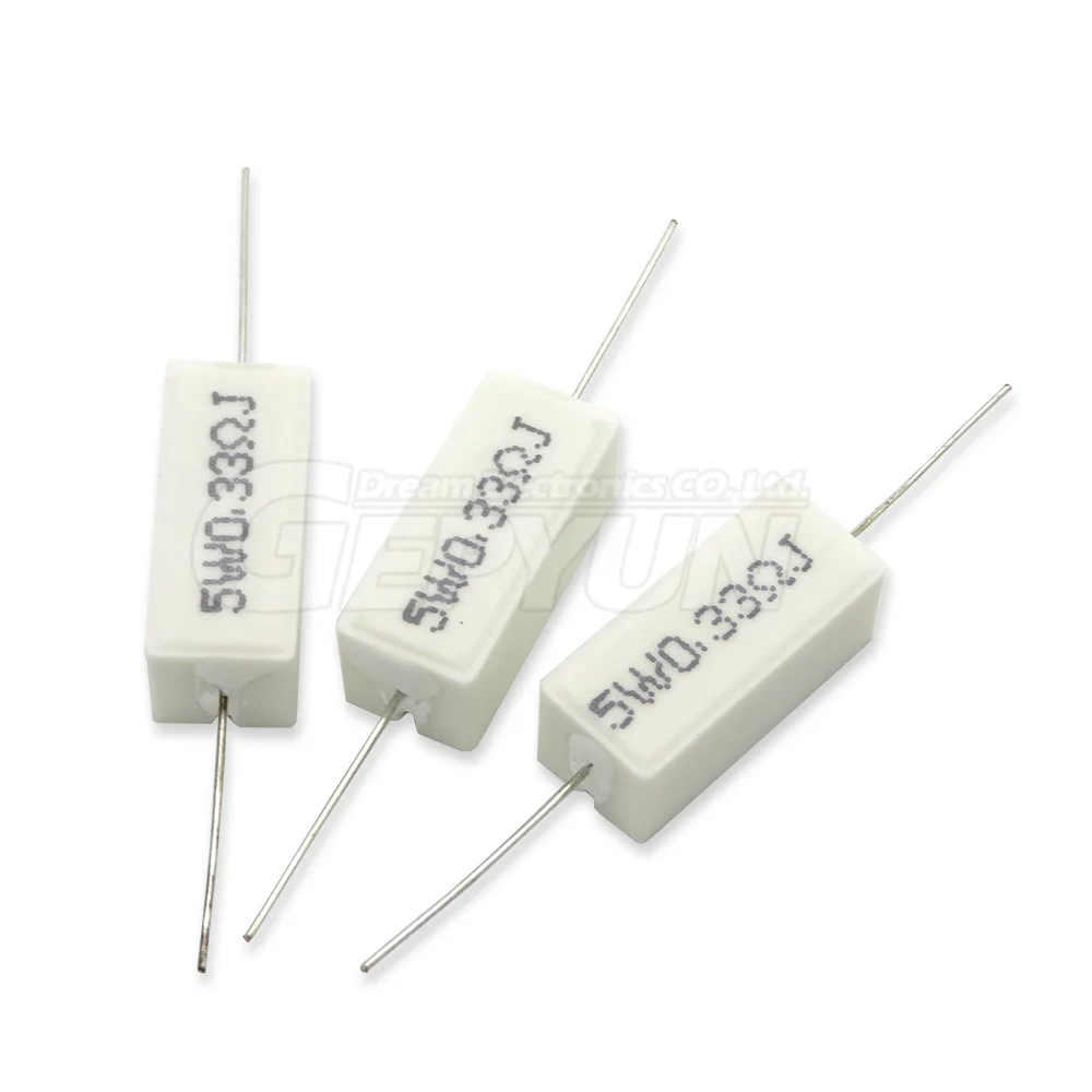10pcs 5W cement resistance 0.1 ~ 10K 0.1R 0.5R 1R 10R 100R 0.22 0.33 0.5 1 2 5 8 10 15 20 25 30 100 ohm power resistance