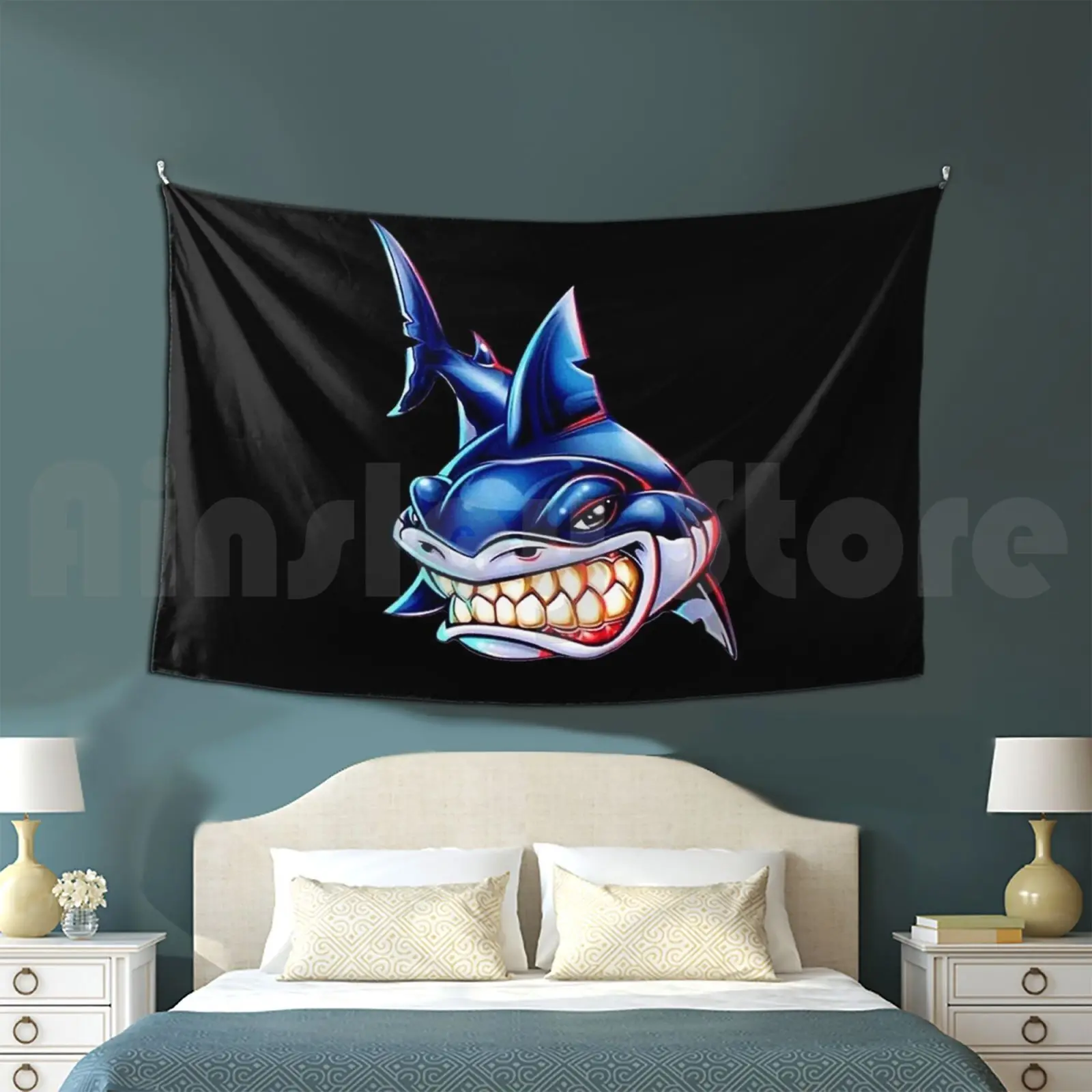 Shark Smiling Customized Tapestry Music Fenomenom Jimmy Margaritaville Buffett Country Beach Sea Islan-image