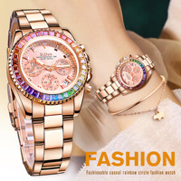 Biden Luxury Ladies Quartz Watch Diamond Women's Automatic Watches 3 Dial Wristwatches Fashion Clock Bracelet Zegarek Damski