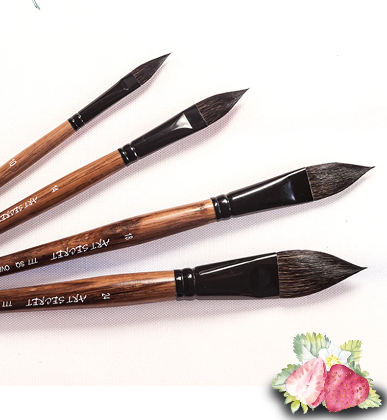 

ArtSecret High Grade 777SQ Oval Wash Art Brushes Squirrel Hair Oak Wooden Handle Artist Tool Watercolor Acrylic Painting Supply