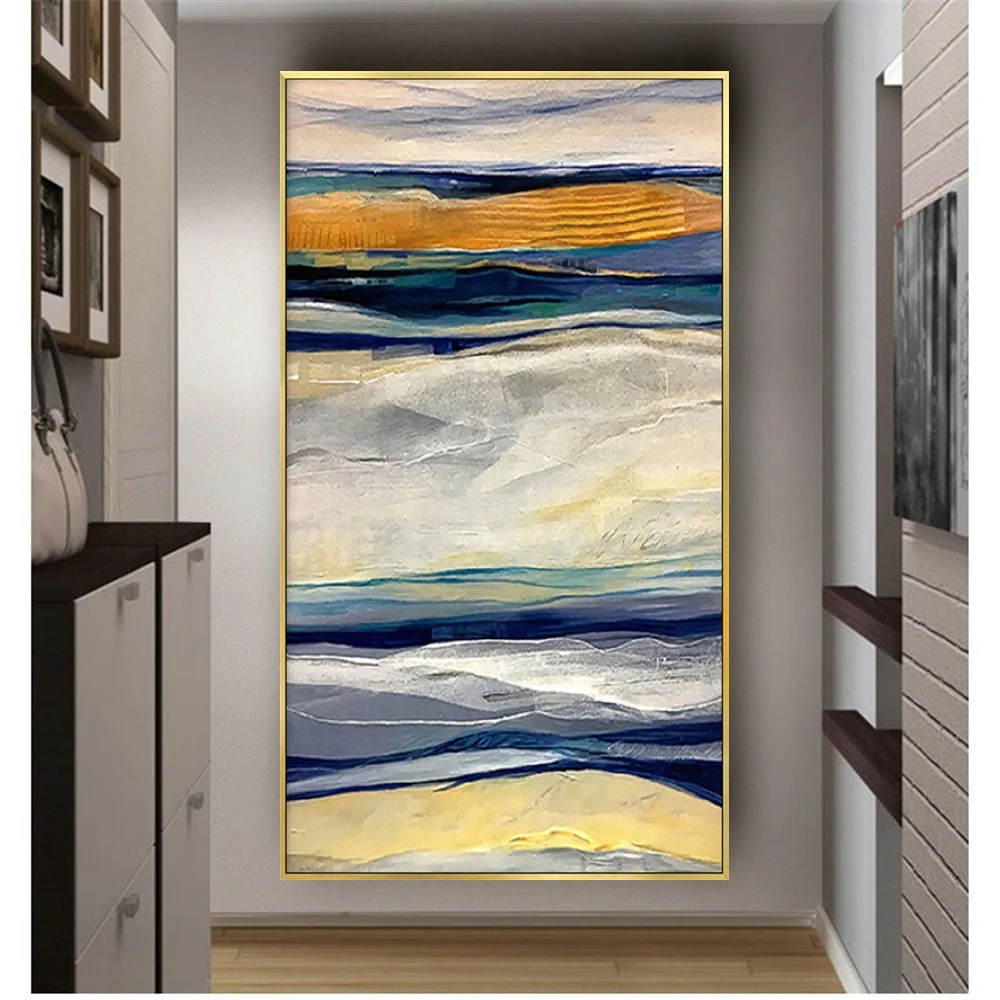 

Nordic 100% Hand-Painted Oil Painting Abstract Line Texture Canvas Paint Marble Pattern Wall Art Modern Home Living Room Decor