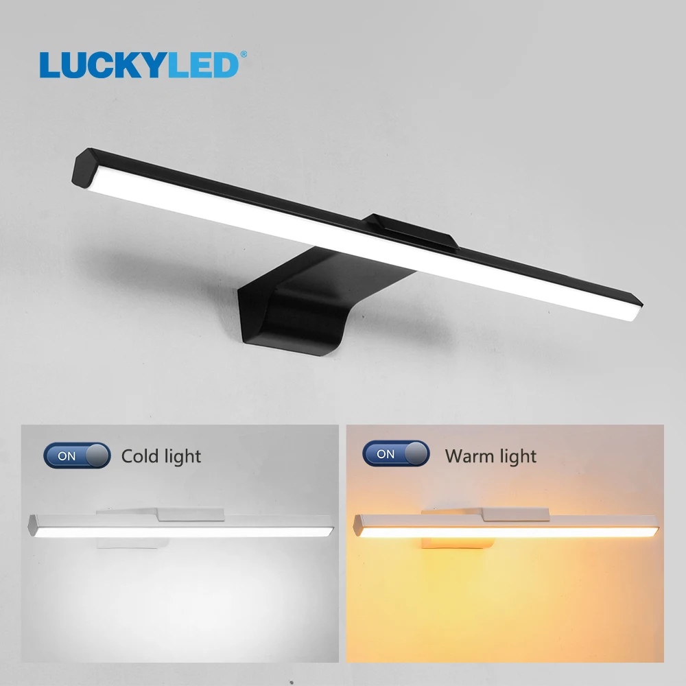LUCKYLED Modern Led Wall Lamp Led Bathroom Mirror Light 8W 12W AC85-265V Sconce Wall Light Fixture 3 Color Dimmable for Home
