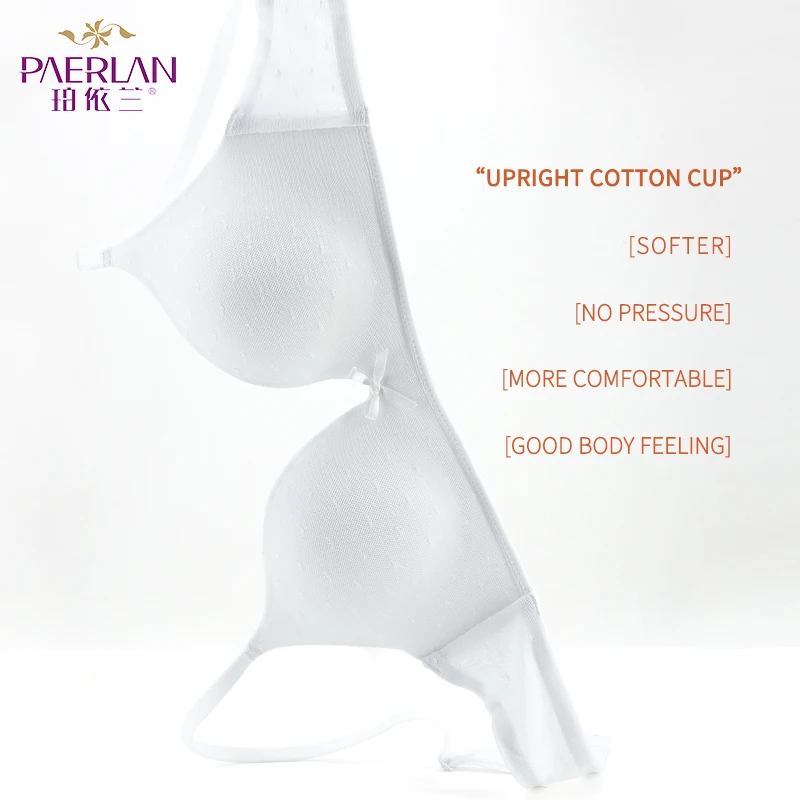 PAERLAN Comfortable Wire Free Push Up Bra Sexy Small Breast Smooth Seamless Breathable Mesh One-piece Bow-knot Underwear Woman