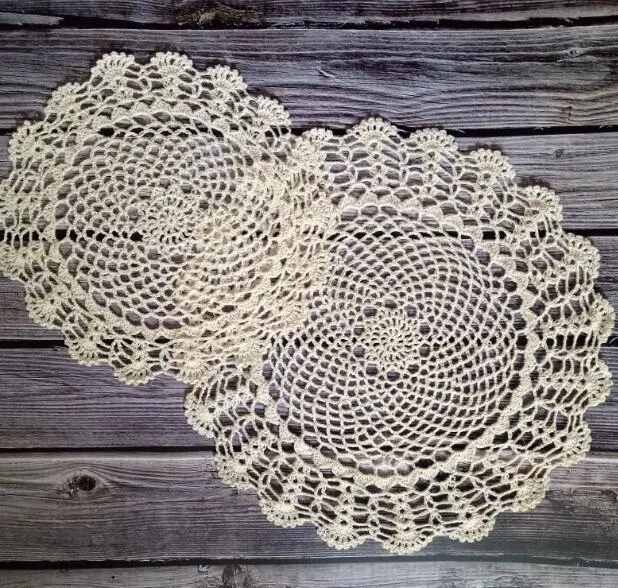 20-40CM Vintage Cotton Crochet Round Cup Mug Doily Glass Coaster Christmas Placemat Table Napkins For Kitchen Wedding Decoration