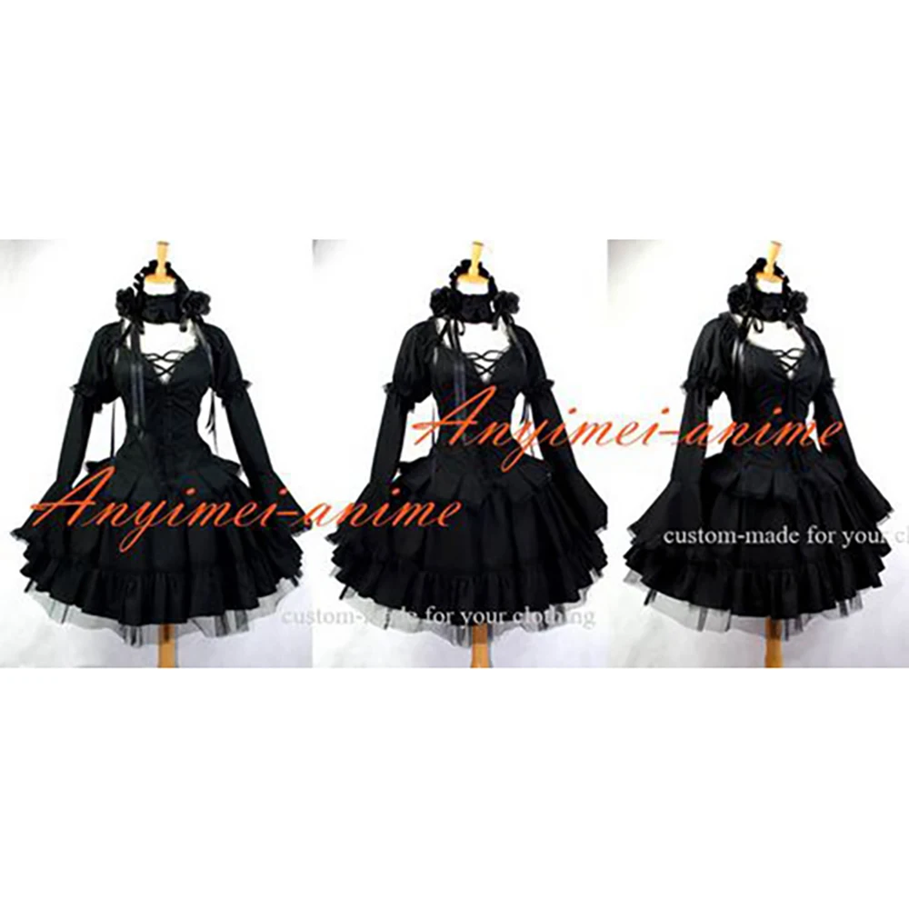 

fondcosplay hiphop Gothic Tripp Lolita Dark Punk Black Cotton Dress Cosplay Costume Custom-made[G647]