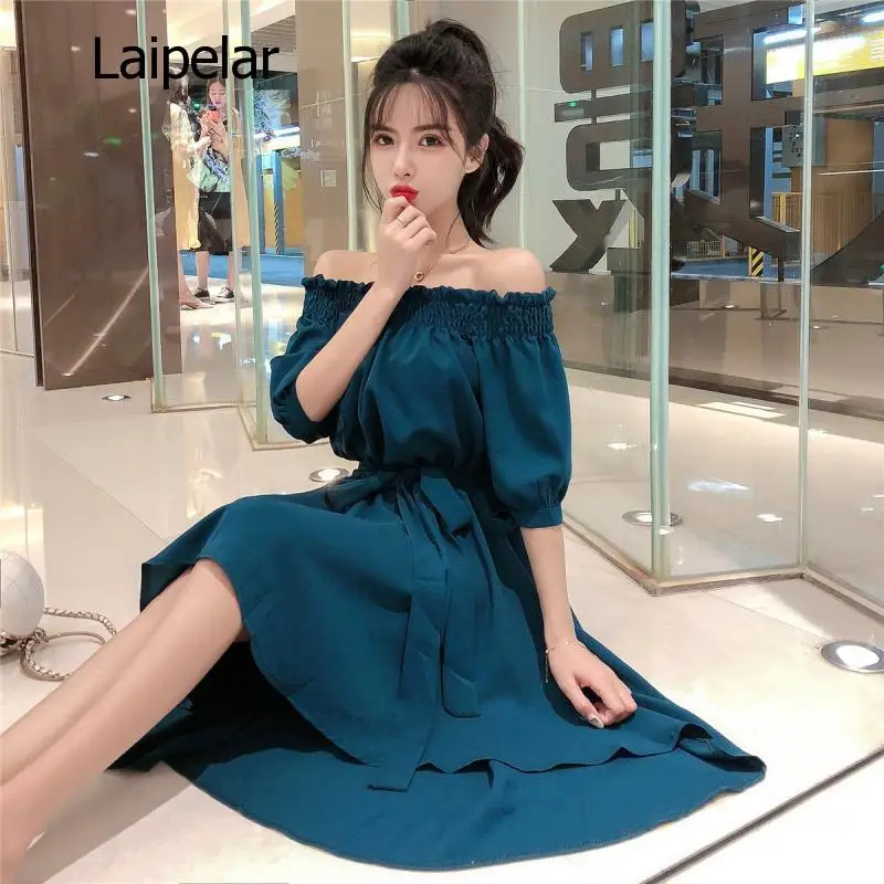 Summer Casual Chiffon Off Shoulder Bandage Dress Women 2020 Sexy Asymmetrical Ruffle Dresses Vestidos De Festa