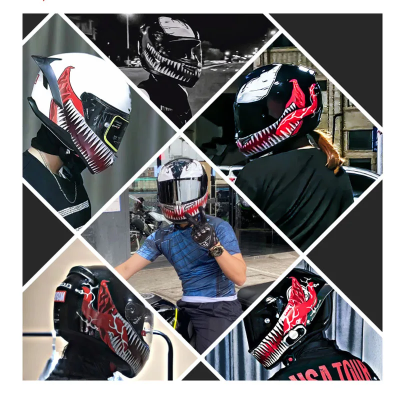 Creative Modified Motorcycle Moto Venom Helmet Stickers Vinyl Film Wrap Graphics Overlay Decal Decoration Accessories